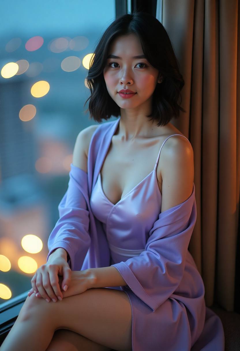 夜晚街头的两人背影